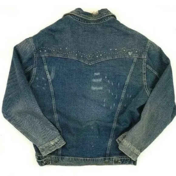 ZARA MAN Studded Western Aztec Denim Jacket L - Picture 4 of 7